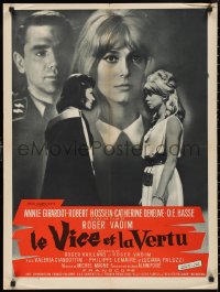 3b1385 VICE & VIRTUE French 24x32 1962 Roger Vadim, Catherine Deneuve, Annie Girardot, different!