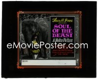 3b0808 SOUL OF THE BEAST glass slide 1923 pretty Madge Bellamy with circus elephant, very rare!