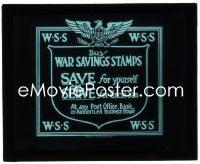 3b0811 WAR SAVINGS STAMPS glass slide 1918 save for yourself & servce for Uncle Sam, rare!