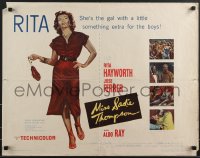 3b1199 MISS SADIE THOMPSON 2D 1/2sh 1953 sexy smoking prostitute Rita Hayworth, yellow title!