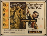 3b1201 MOBY DICK 1/2sh 1956 John Huston, great art of Gregory Peck & the giant whale!