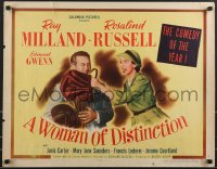 3b1209 WOMAN OF DISTINCTION style A 1/2sh 1950 Rosalind Russell & college professor Ray Milland!