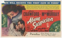 3b0706 ABOVE SUSPICION herald 1943 Joan Crawford, Fred MacMurray, it happened on a honeymoon, rare!