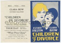 3b0711 CHILDREN OF DIVORCE herald 1927 great close up art of Clara Bow & Esther Ralston, very rare!