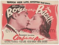 3b0697 CONFIDENTIAL AGENT 9x12 herald 1945 great c/u of Charles Boyer kissing Lauren Bacall, rare!