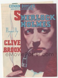 3b0729 SHERLOCK HOLMES herald 1932 wonderful c/u of detective Clive Brook smoking pipe, ultra rare!