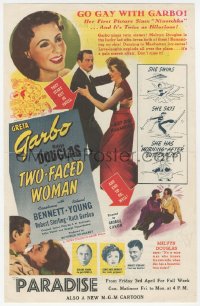 3b0705 TWO-FACED WOMAN 7x11 herald 1941 Melvyn Douglas goes gay with pretty Greta Garbo, ultra rare!