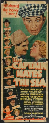 3b1142 CAPTAIN HATES THE SEA insert 1934 Lewis Milestone, McLaglen, Gilbert, top cast, ultra rare!