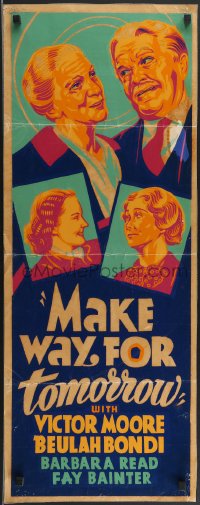 3b1158 MAKE WAY FOR TOMORROW Other Company insert 1937 different art of Moore & top cast, ultra rare!
