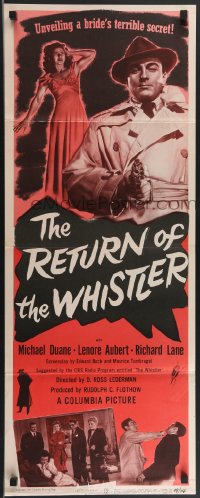 3b1162 RETURN OF THE WHISTLER insert 1948 bride Lenore Aubert disappears into a maze of mystery!