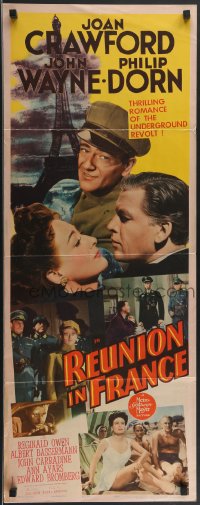3b1163 REUNION IN FRANCE insert 1942 John Wayne, Joan Crawford, Jules Dassin directed!