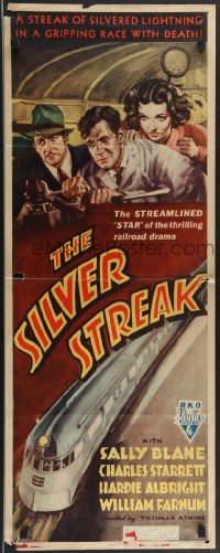 3b1166 SILVER STREAK insert 1934 Sally Blane, great art of 1st high-speed bullet train, ultra rare!