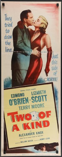 3b1176 TWO OF A KIND insert 1951 great image of sexy Lizabeth Scott & Edmond O'Brien, noir!