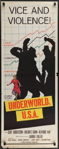 3b1178 UNDERWORLD, U.S.A. insert 1960 Samuel Fuller, labor rackets, gambling, vice, narcotics!