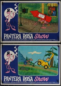 3b1224 PINK PANTHER SHOW set of 8 Italian 19x26 pbustas 1978 movie compilation of cartoons, cool art!