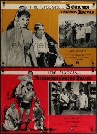 3b1219 THREE STOOGES MEET HERCULES set of 10 Italian 19x27 pbustas 1961 Moe Howard, Fine & DeRita!