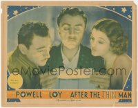 3b0444 AFTER THE THIN MAN LC 1936 c/u of William Powell, Myrna Loy & Sam Levine reading note, rare!