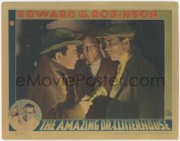 3b0449 AMAZING DR. CLITTERHOUSE LC 1938 c/u of Edward G. Robinson w/flashlight on Humphrey Bogart!