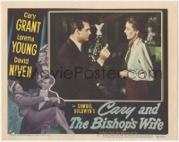 3b0458 BISHOP'S WIFE LC #3 1948 Cary Grant holding coin by Loretta Young, classic romantic comedy!