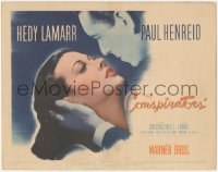 3b0396 CONSPIRATORS TC 1944 romantic close up of Hedy Lamarr about to kiss Paul Henreid!