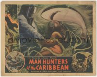 3b0544 MAN HUNTERS OF THE CARIBBEAN LC 1938 best art of deep sea divers & underwater creatures!