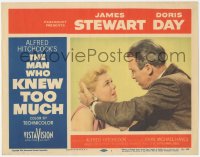 3b0545 MAN WHO KNEW TOO MUCH LC #1 1956 Alfred Hitchcock, husband & wife Jimmy Stewart & Doris Day!