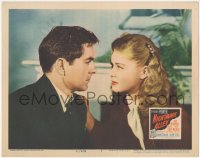 3b0560 NIGHTMARE ALLEY LC #3 1947 close up of carnival barker Tyrone Power with Helen Walker!