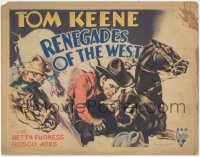 3b0425 RENEGADES OF THE WEST TC 1932 great art of cowboy Tom Keene riding horse, ultra rare!