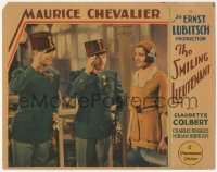 3b0595 SMILING LIEUTENANT LC 1931 Maurice Chevalier salutes Claudette Colbert, Ernst Lubitsch, rare!