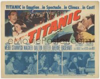 3b0437 TITANIC TC 1953 Clifton Webb & Barbara Stanwyck in the legendary cruise ship tragedy!