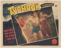 3b0614 TYPHOON LC 1940 close up of Dorothy Lamour & Robert Preston in raging tropical storm!
