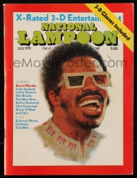 3b0209 NATIONAL LAMPOON magazine July 1975 Stevie Wonder watching X-Rated 3-D Entertainment!