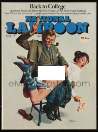 3b0208 NATIONAL LAMPOON magazine September 1975 Lettick cover art of teacher spanking sexy student!