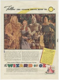 3b0233 WIZARD OF OZ magazine ad 1939 great c/u of Judy Garland, Jack Haley, Ray Bolger & Bert Lahr!