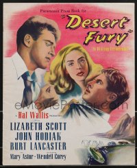 3b0077 DESERT FURY pressbook 1947 Burt Lancaster & John Hodiak both want Lizabeth Scott, film noir!
