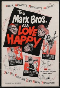 3b0115 LOVE HAPPY pressbook 1949 the Marx Brothers, 6 different Marilyn Monroe newspaper ads, rare!