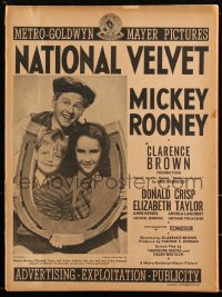 3b0121 NATIONAL VELVET pressbook 1944 Mickey Rooney & Elizabeth Taylor horse racing classic, rare!