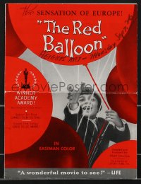 3b0178 RED BALLOON pressbook 1956 Albert Lamorisse's classic La Ballon Rouge, ultra rare!