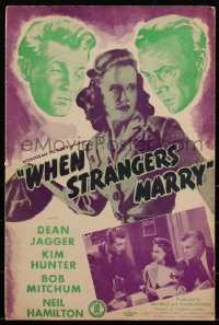 3b0164 WHEN STRANGERS MARRY pressbook 1944 young Robert Mitchum, Kim Hunter, Dean Jagger, rare!