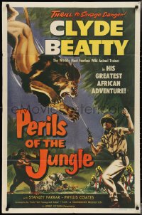 3b0338 PERILS OF THE JUNGLE 1sh 1953 Clyde Beatty in his great African adventure!