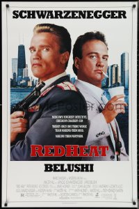 3b1732 RED HEAT 1sh 1988 great image of cops Arnold Schwarzenegger & James Belushi!