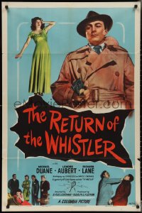 3b0345 RETURN OF THE WHISTLER 1sh 1948 bride Lenore Aubert disappears into a maze of mystery!