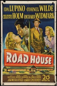 3b0349 ROAD HOUSE 1sh 1948 great art of Ida Lupino & Cornel Wilde, film noir, cool art!