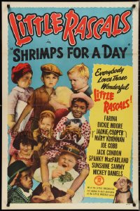 3b0357 SHRIMPS FOR A DAY 1sh R1952 Dickie Moore, Joe Cobb, Farina, Jackie Cooper, Our Gang kids!
