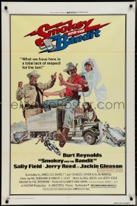 3b0359 SMOKEY & THE BANDIT 1sh 1977 Solie art of Burt Reynolds, Sally Field & Jackie Gleason!