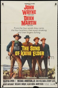 3b0362 SONS OF KATIE ELDER 1sh 1965 line up of John Wayne, Dean Martin & more + Martha Hyer!