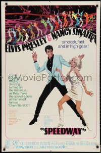 3b0363 SPEEDWAY 1sh 1968 art of Elvis Presley dancing with sexy Nancy Sinatra in boots!