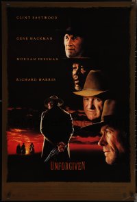 3b1766 UNFORGIVEN DS 1sh 1992 gunslinger Clint Eastwood, Gene Hackman, Morgan Freeman, Harris!