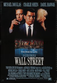 3b1772 WALL STREET 1sh 1987 Michael Douglas, Charlie Sheen, Daryl Hannah, Oliver Stone!