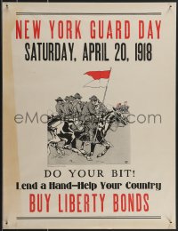3b1292 NEW YORK GUARD DAY 19x25 WWI war poster 1918 Edward Penfield art of cavalry soldiers, rare!